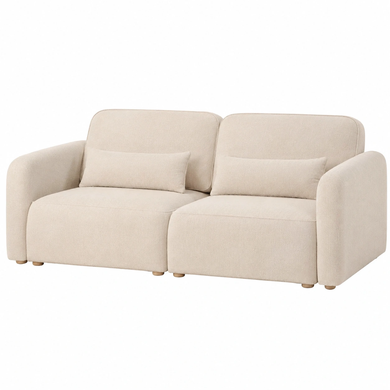 Sofa Minimalista Boucle en Beige Claro-Hometrailo