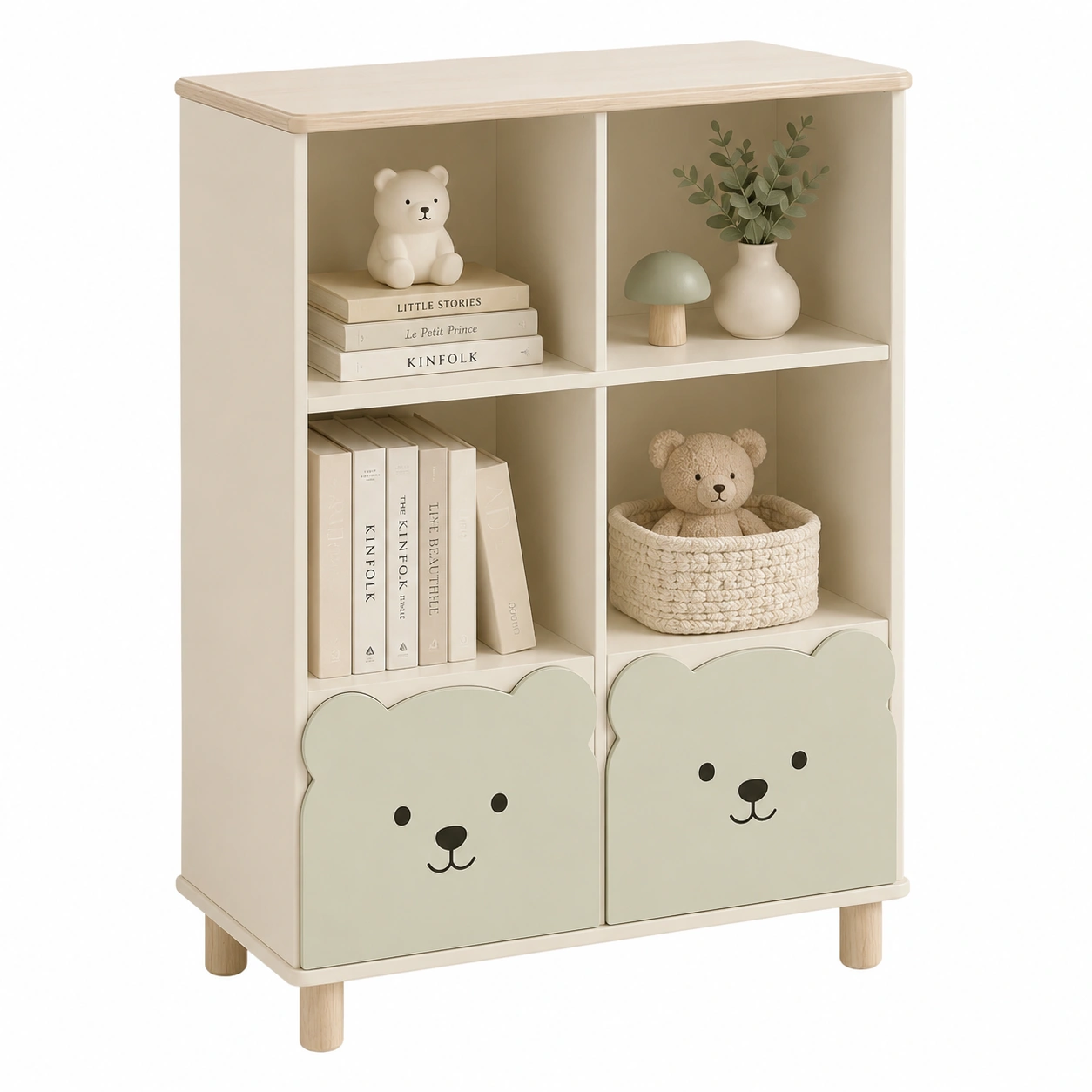 Estanteria infantil Nordic Bear Verde Salvia-Hometrailo