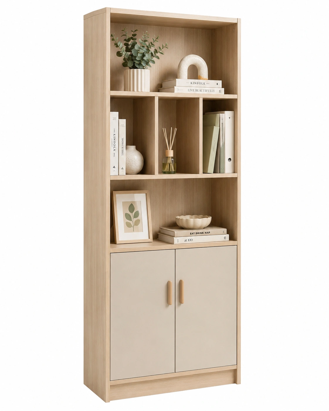 Estanteria organizadora nordica de madera clara-Hometrailo