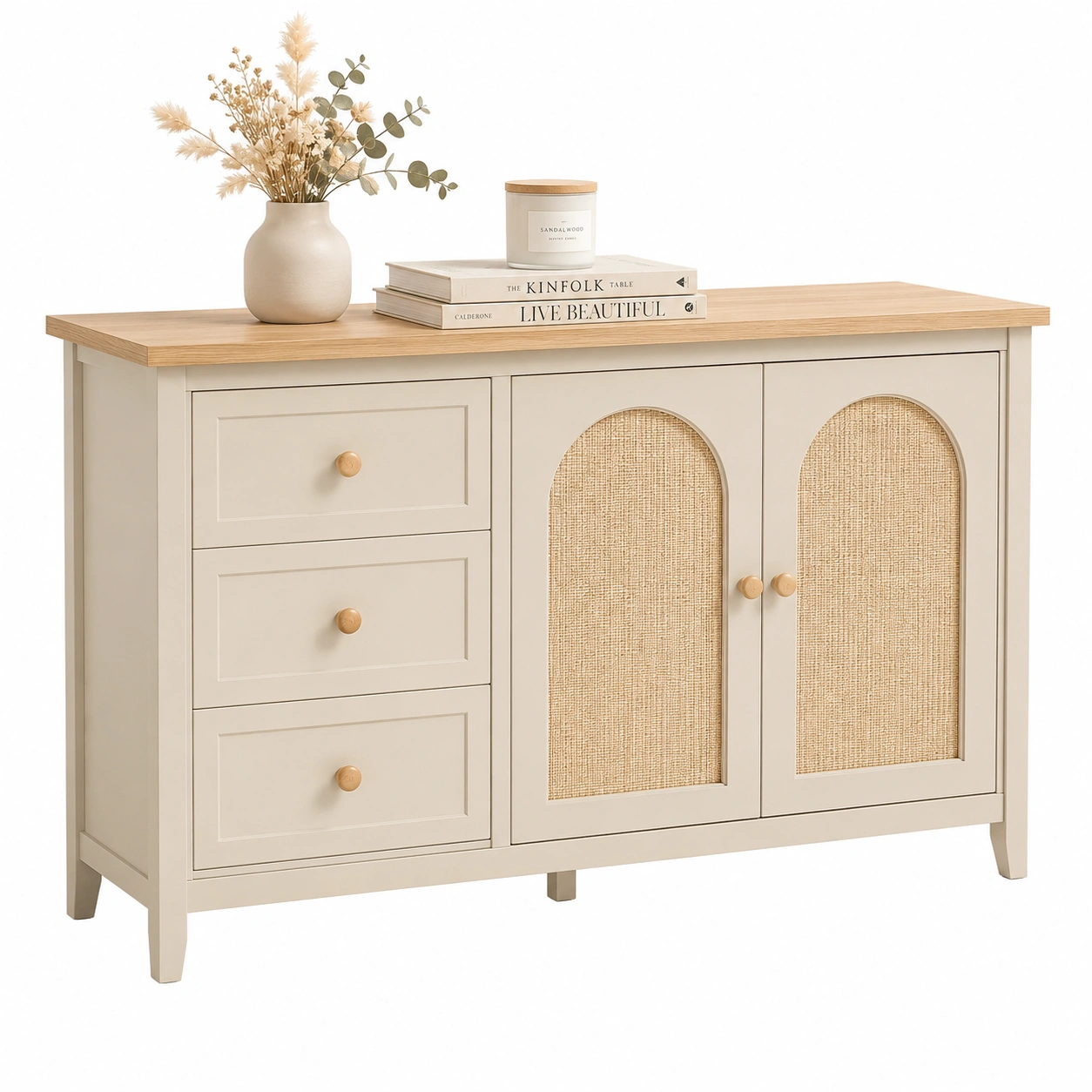 Aparador Rustico Moderno con Puertas de Ratán-Hometrailo