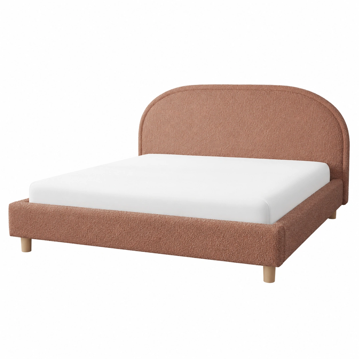 Cama Tapizada Boucle Rosa Terracota Minimalista-Hometrailo