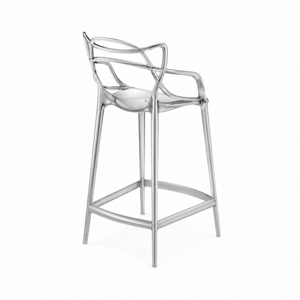 Krzesło Barowe Metalowe Srebrne 55x55x120 cm