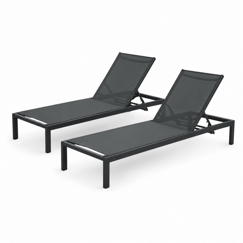 Leżaki aluminiowe zestaw 2 sztuki czarne
