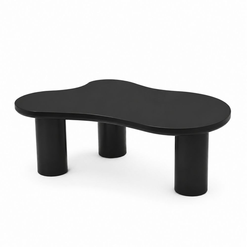 Stolik kawowy nieregularny kształt czarny metalowy 120 cm