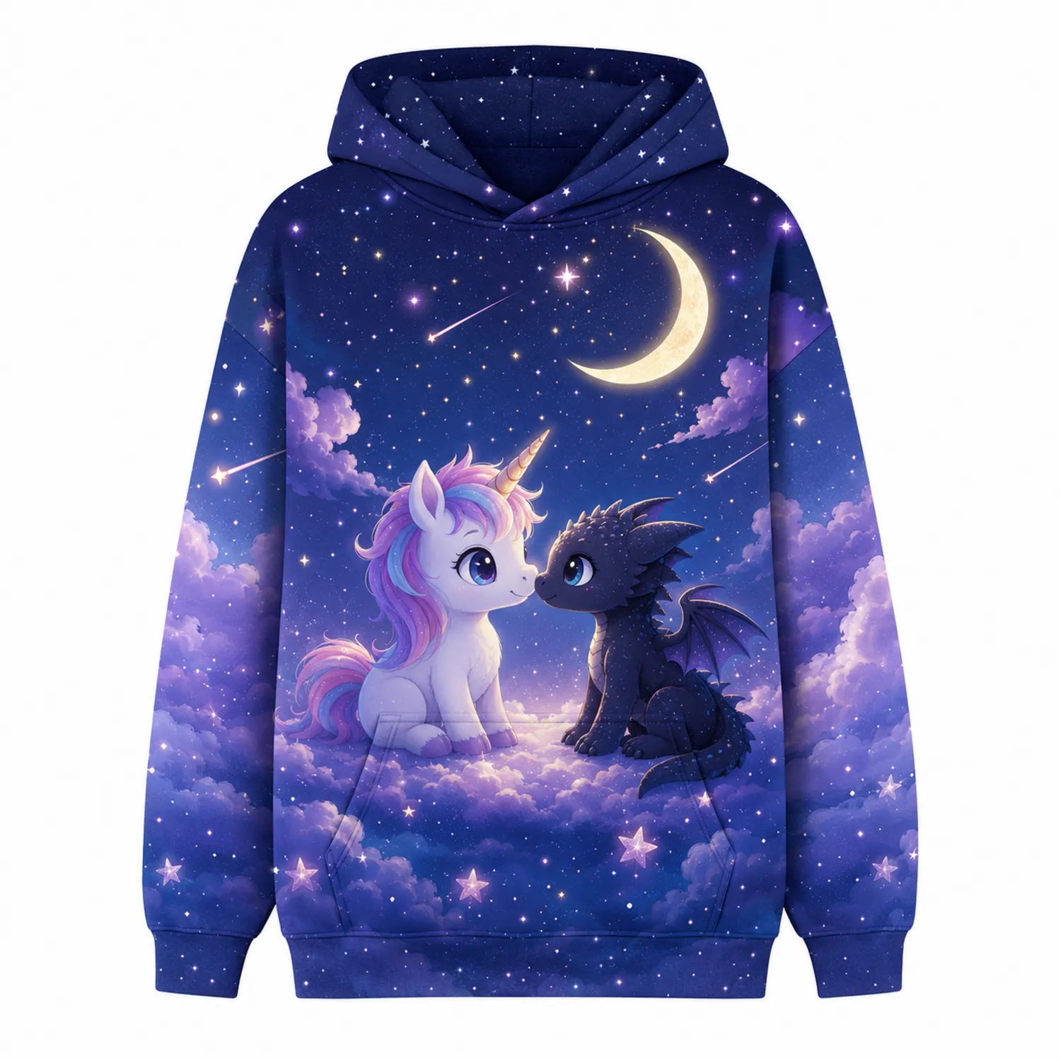 Mädchen Hoodie Einhorn Drache Galaxie Langarm mit Tasche-Caslidor