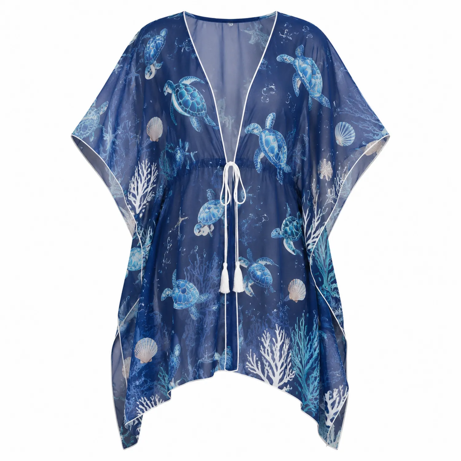 Chiffon Strand Kimono Cover Up mit Schildkrötenmuster-Caslidor