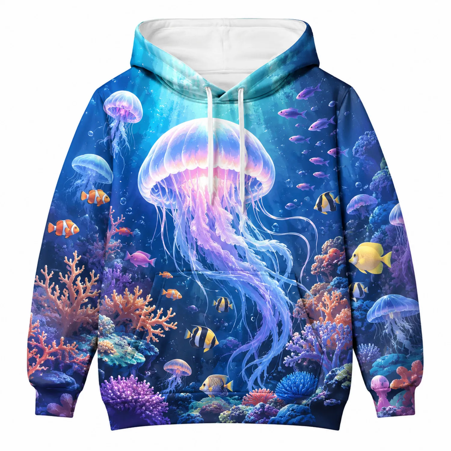 Medusa Meerestiere Damen Kapuzenpullover mit Taschen-Caslidor