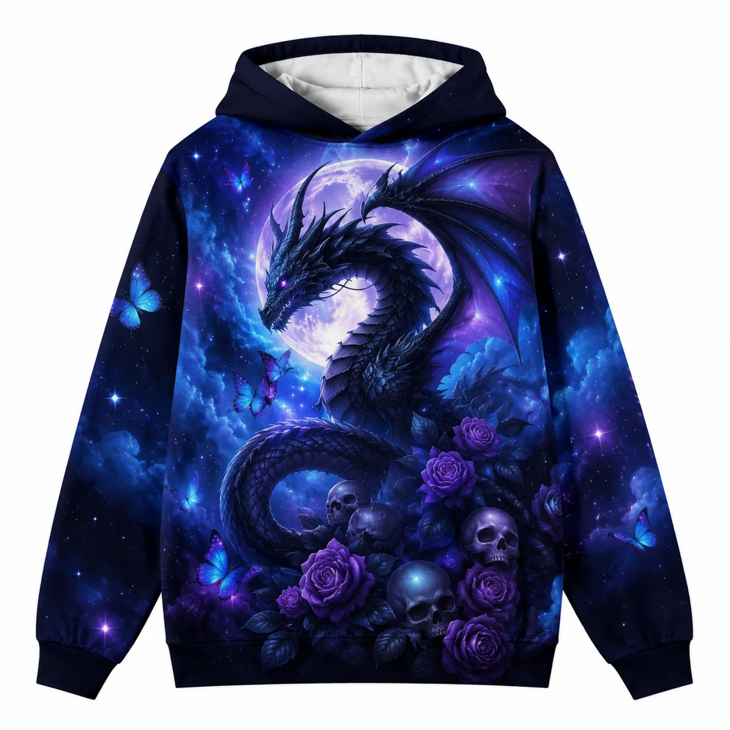 Drachen Schädel Rose Jungen Hoodie Pullover Grafik-Caslidor