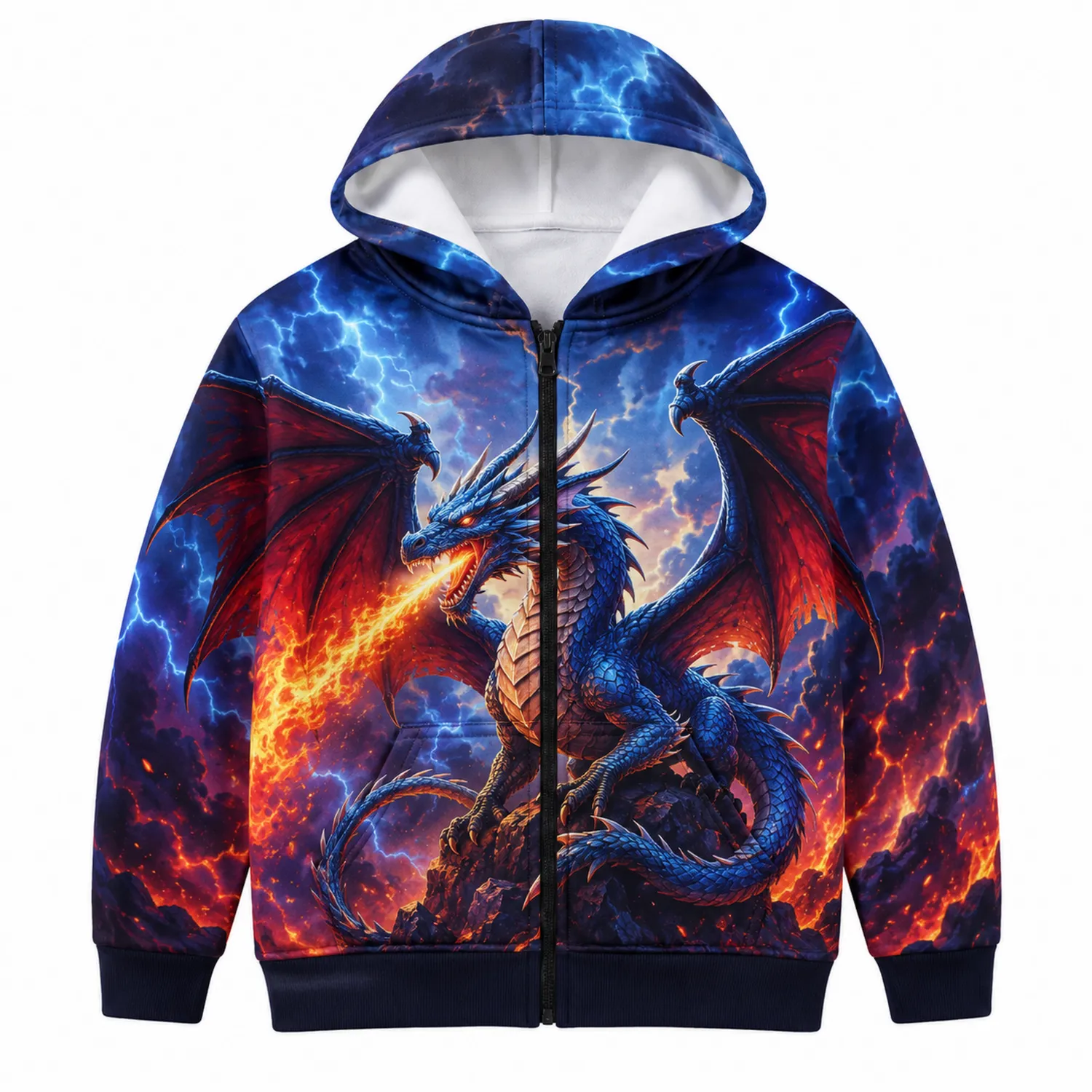 Drachen Feuer Galaxie Jungen Hoodie mit Reißverschluss-Caslidor