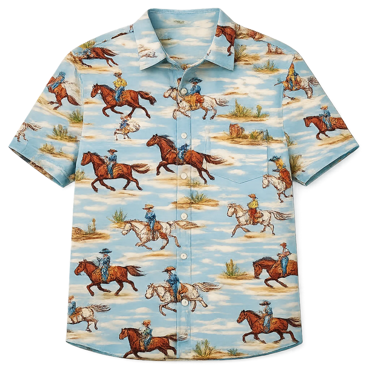 Herren Kurzarmhemd Cowboy Muster-Raumkulturform