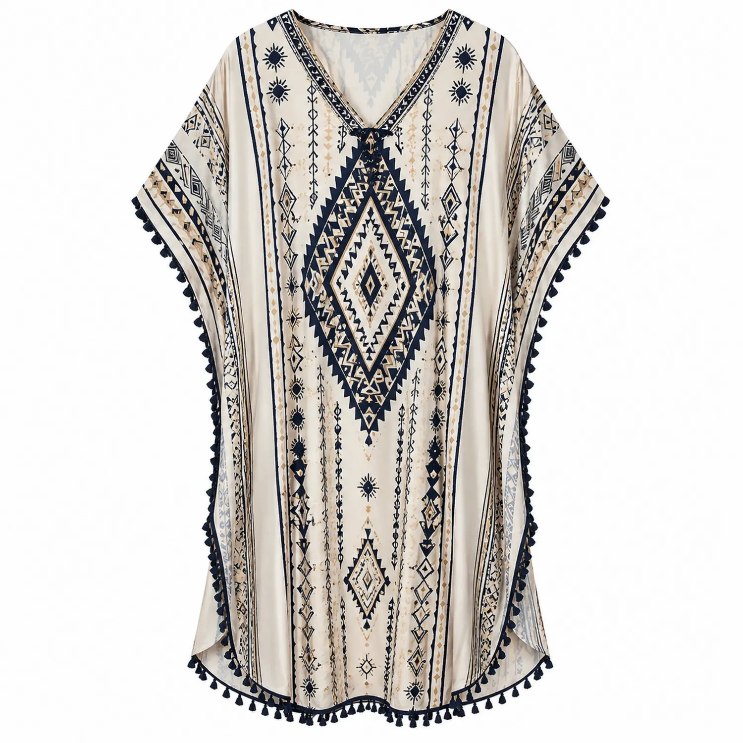 Damen Chiffon Kimono Strandponcho mit Tribal Muster-Raumkulturform