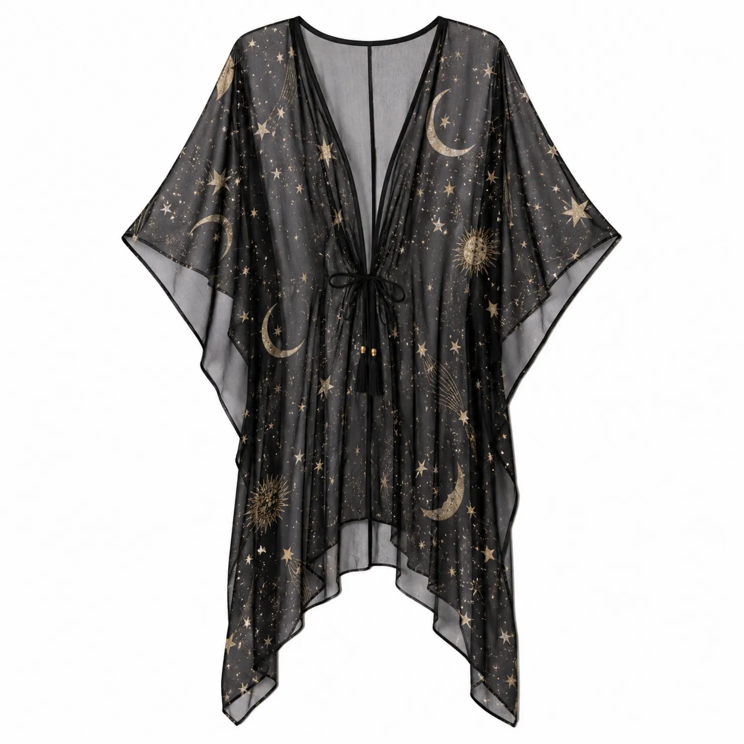 Chiffon Kimono Bedeckung mit Sternen- und Mondmuster-Raumkulturform