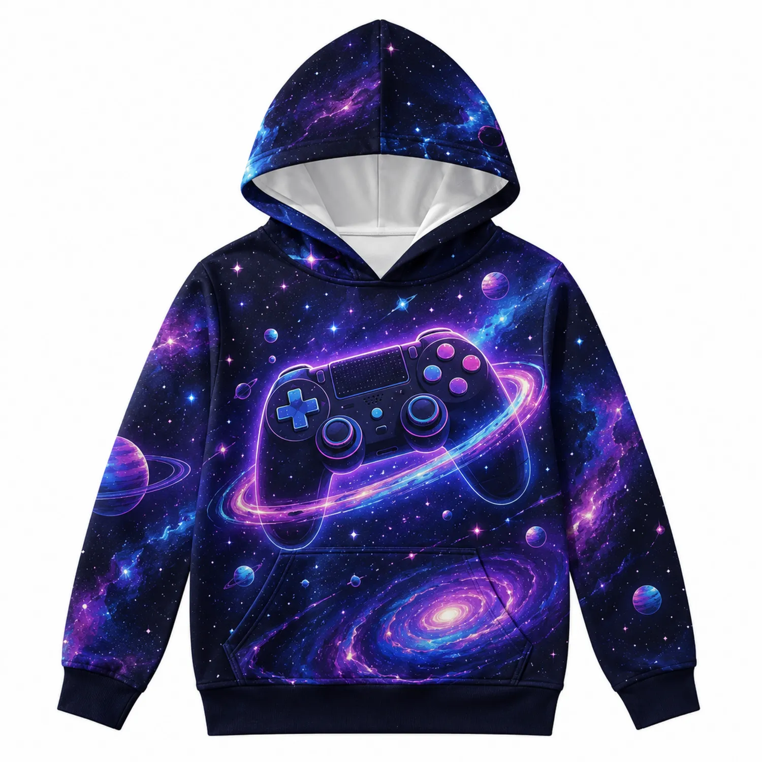 Kinder Hoodie Galaxy Muster mit Spiele-Controller Motiv-Raumkulturform