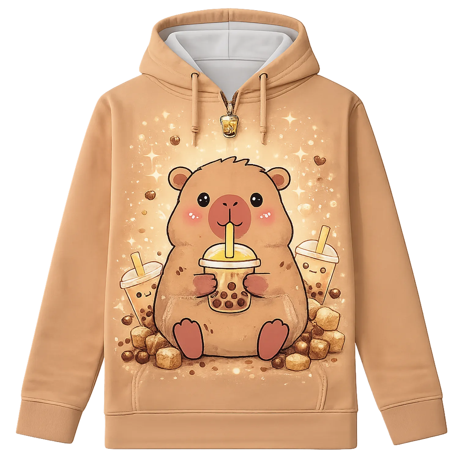 Kinder Kapuzensweatshirt Capybara Milchtee Design-Raumkulturform