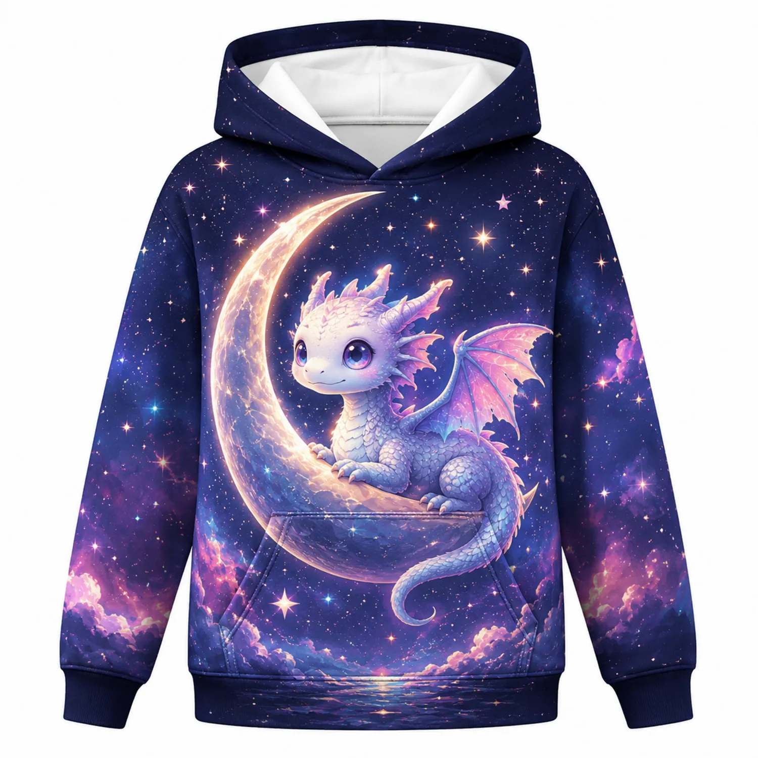 Kinder Hoodie Drachenmond Motiv, Pullover Dunkelblau-Raumkulturform
