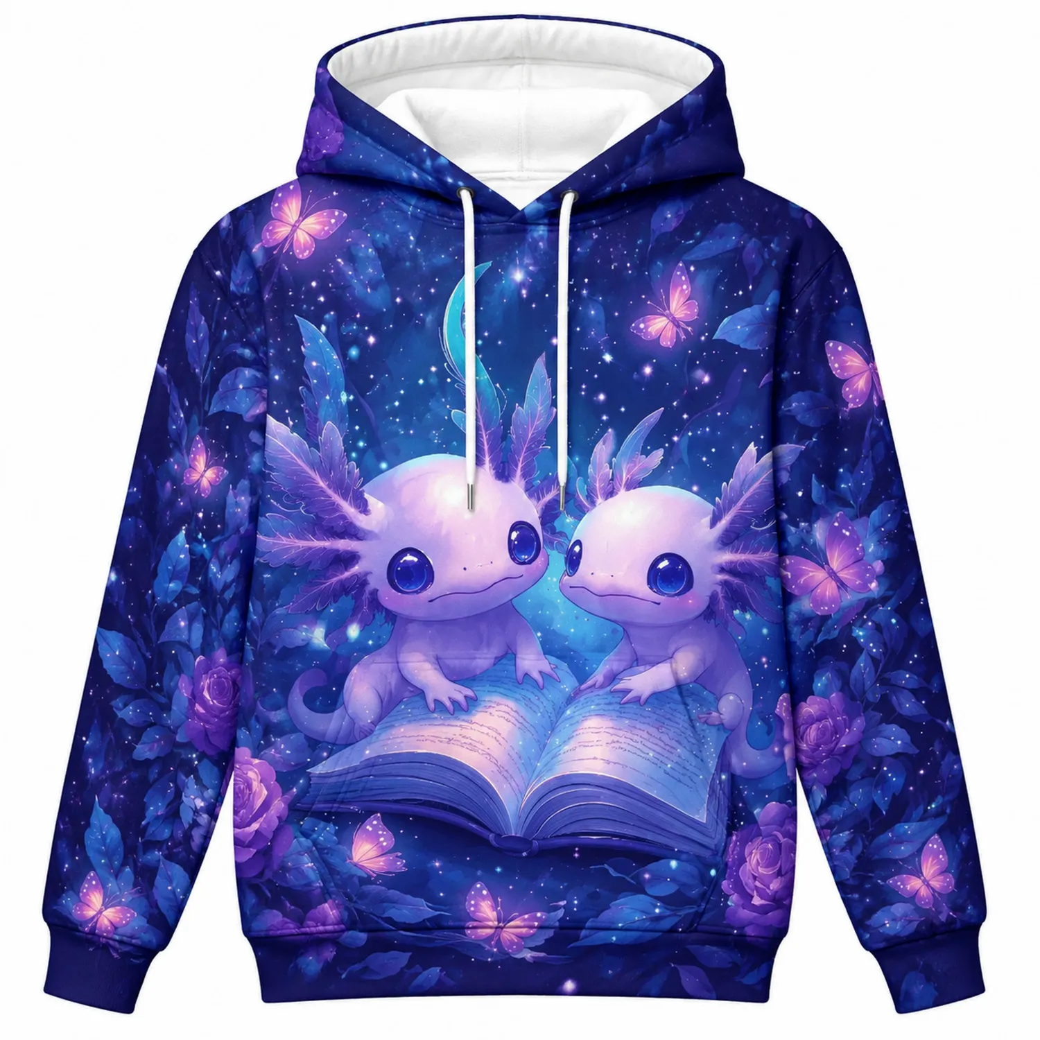 Kinder Hoodie Axolotl Buch Galaxie mit Rosen Motiv-Raumkulturform
