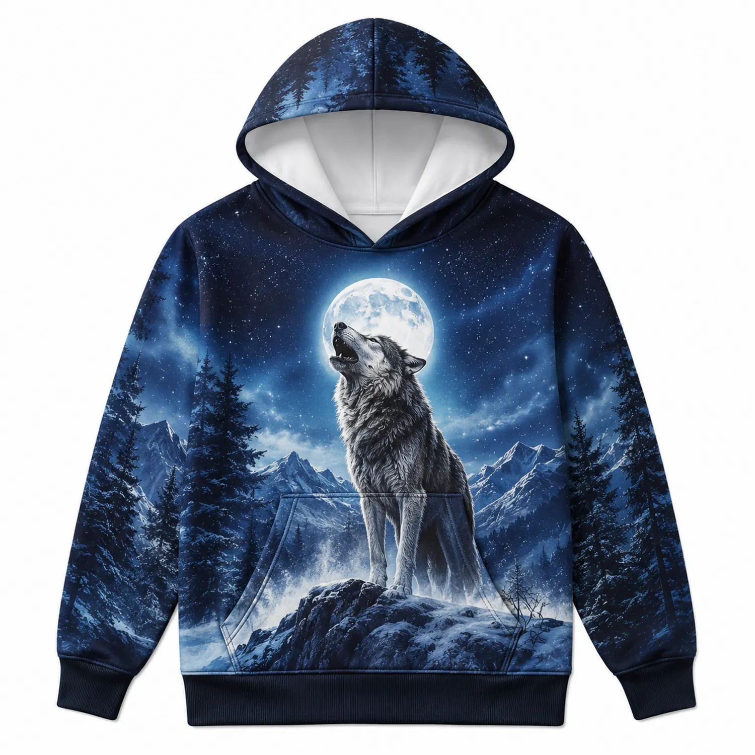 Kinder Unisex Hoodie Wolf Mond Wald 3D Druck Pullover-Raumkulturform