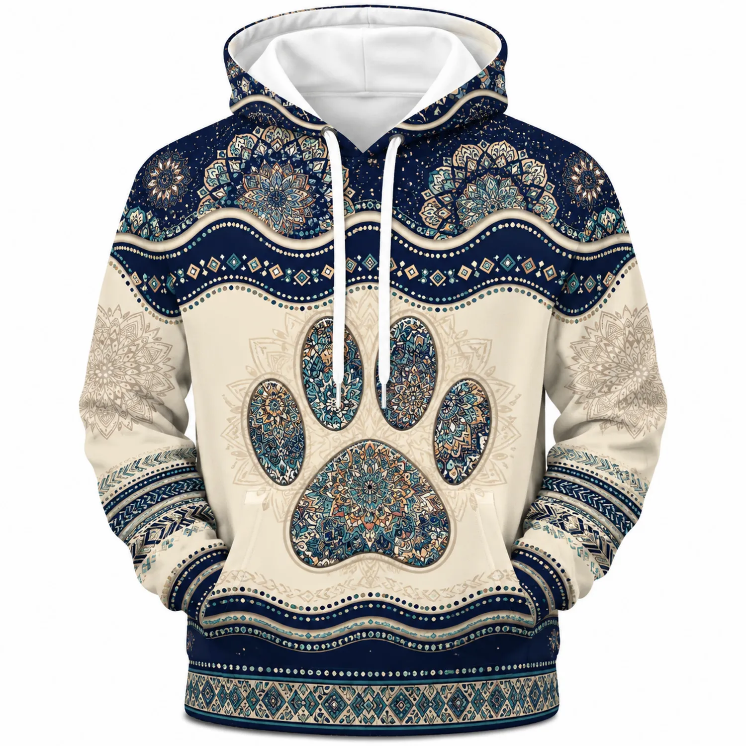 Damen Hoodie Mandala Hundepfote Muster-Raumkulturform