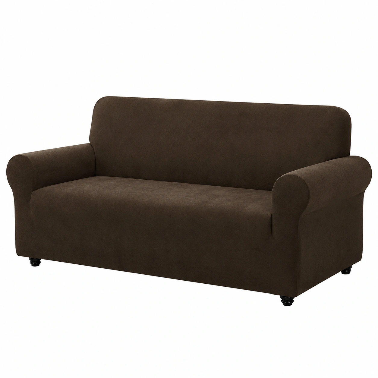 Luxuriose Samt Sofabezug 4-Sitzer, Stretch und rutschfest, Waschbarer Sofaschoner fur Haustiere, Duelbraun