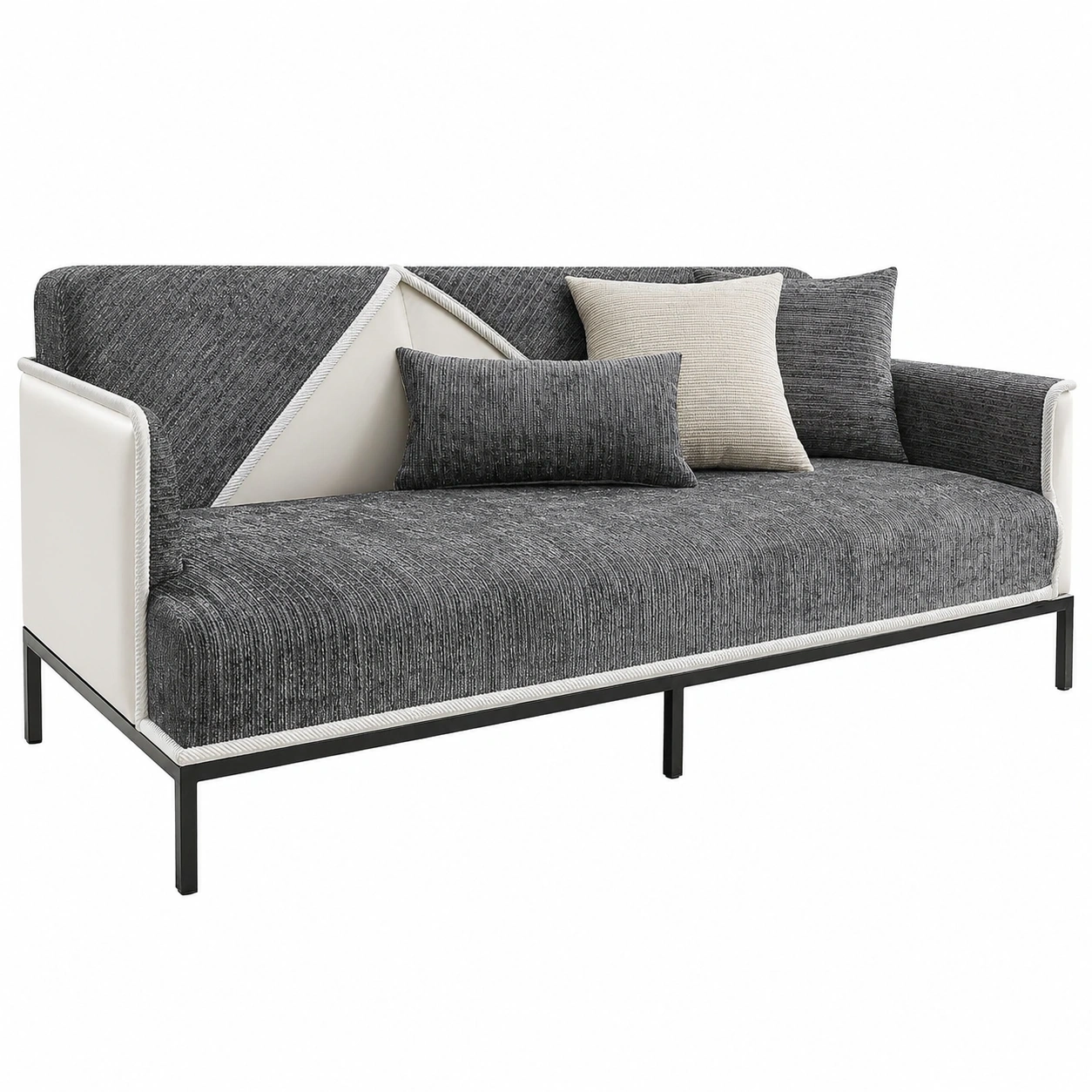 Universelle Sofauberwurf fur Ecksofa, Rutschfester Sofaschoner in Grau, 90 x 160 cm-ElmCasa