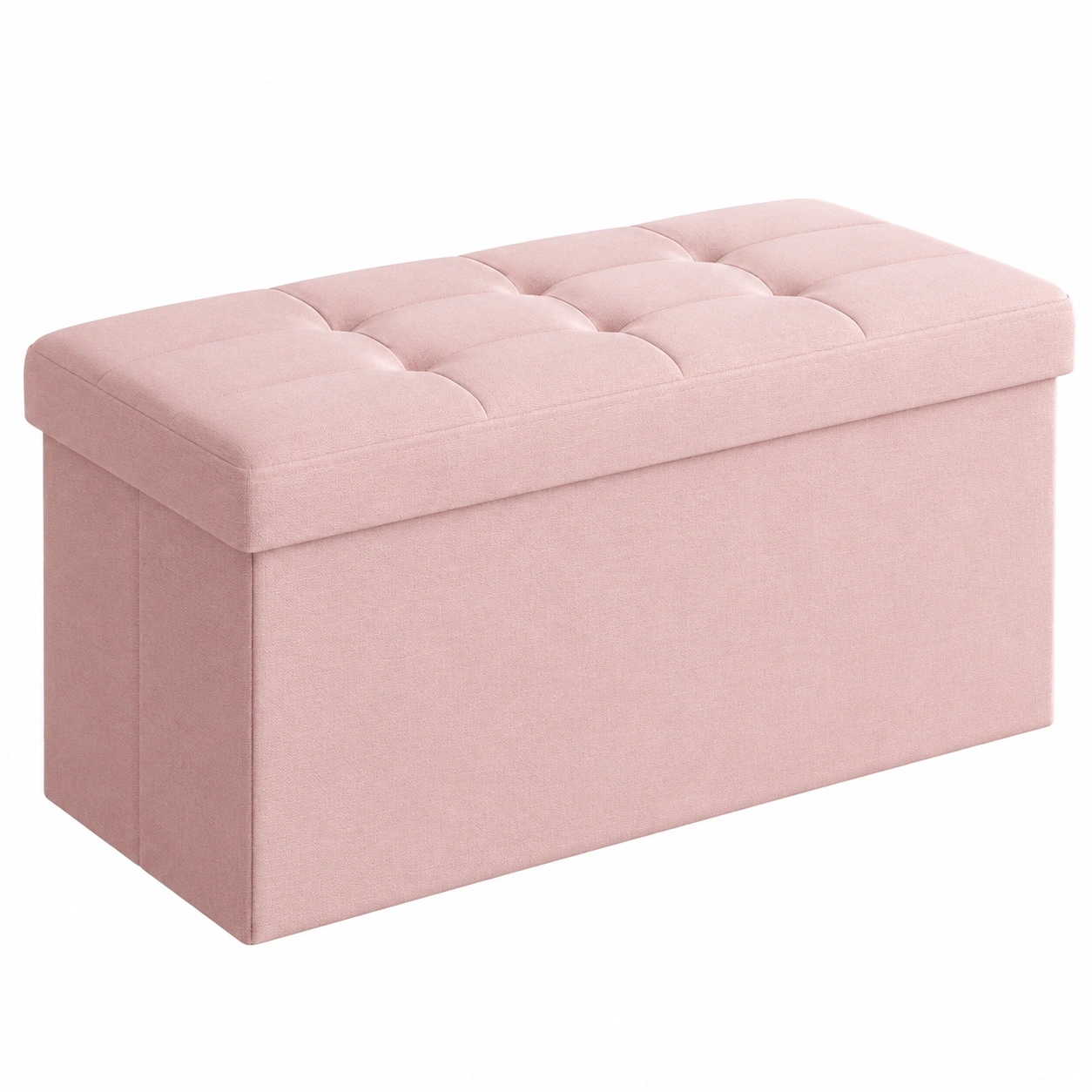 Faltbare Sitzba mit Stauraum, bis 300 kg belastbar, 38 x 76 x 38 cm, Pastellrosa, fur Wohnzimmer, Schlafzimmer und Flur
