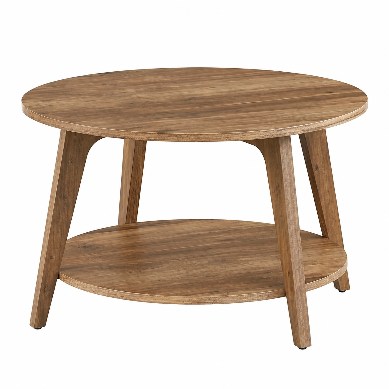 Runder Couchtisch mit 2 Ebenen, 80 cm Durchmesser, 45 cm Hohe, einfh montierbar, honigbraun-ElmCasa