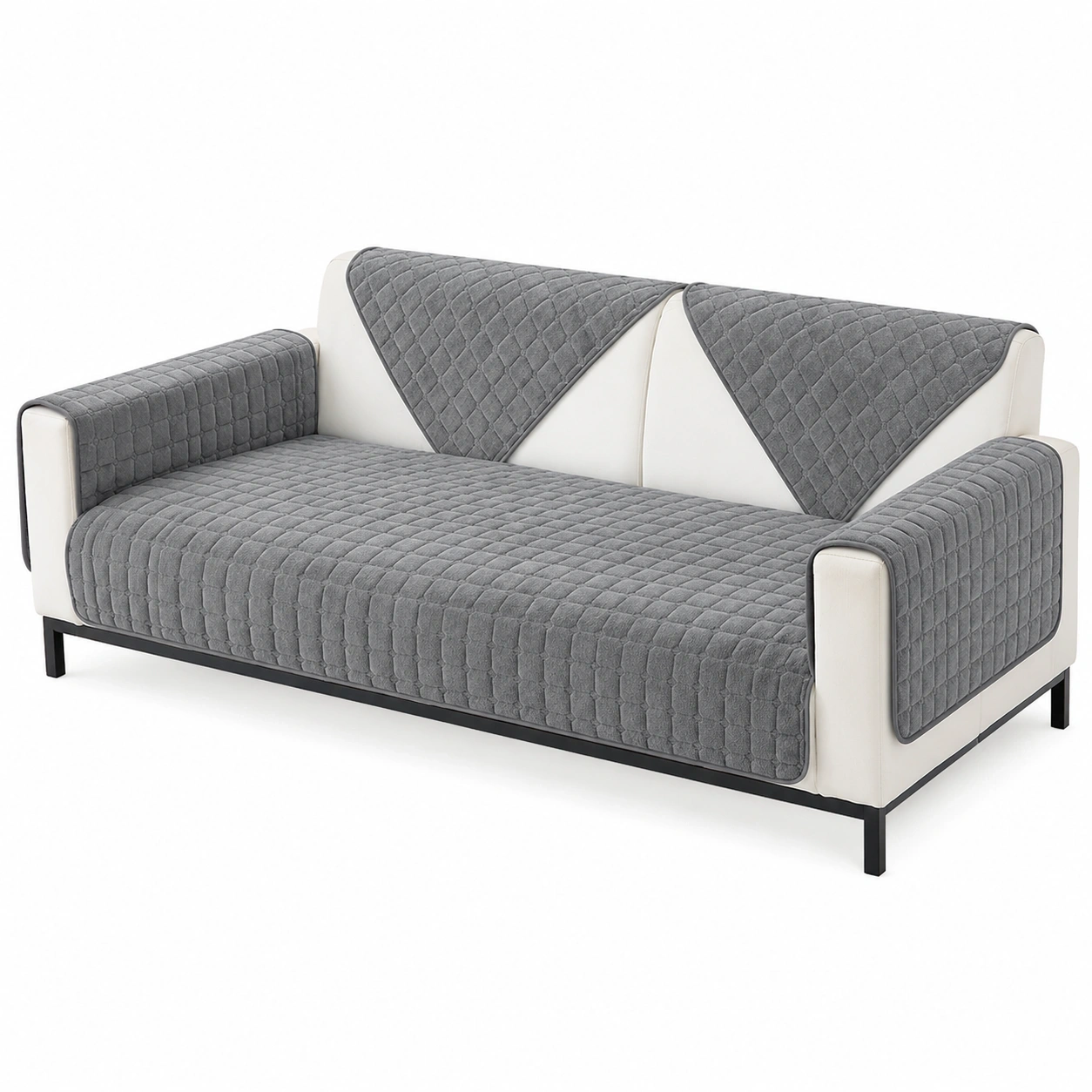Premium Flanell Sofabezug, rutschfest und waschbar - Perfekter Schutz fur 2-4 Sitzer  Ecksofas, Grau 90x120cm