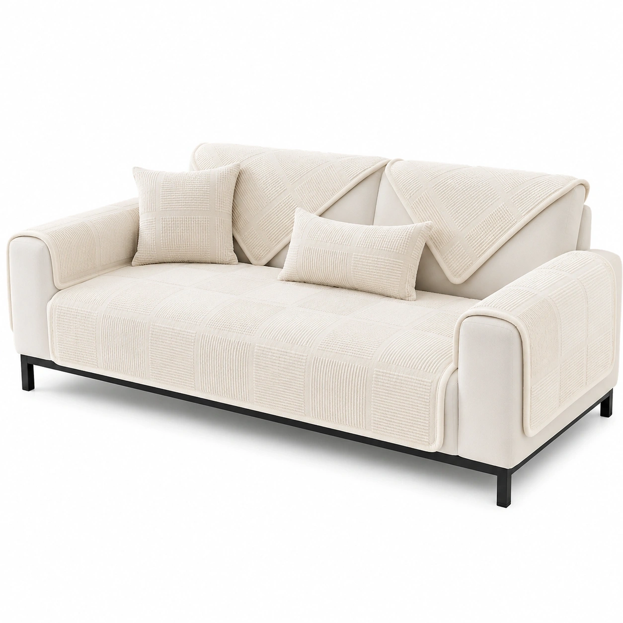 Rutschfeste Sofahusse fur 1-4 Sitzer, L-Form Ecksofa, Ultra Stretch Schutzhulle 2024-ElmCasa