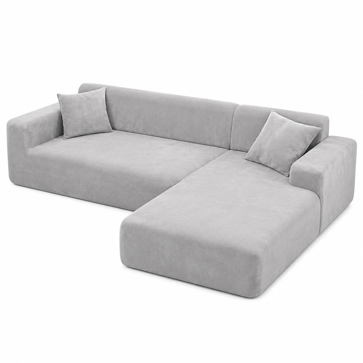 Superweiche Samt-Sofahusse mit Kissenbezug, elastisch und silbergrau fur verschiedene Sitzplatzgrossen-PrestigeFurnish