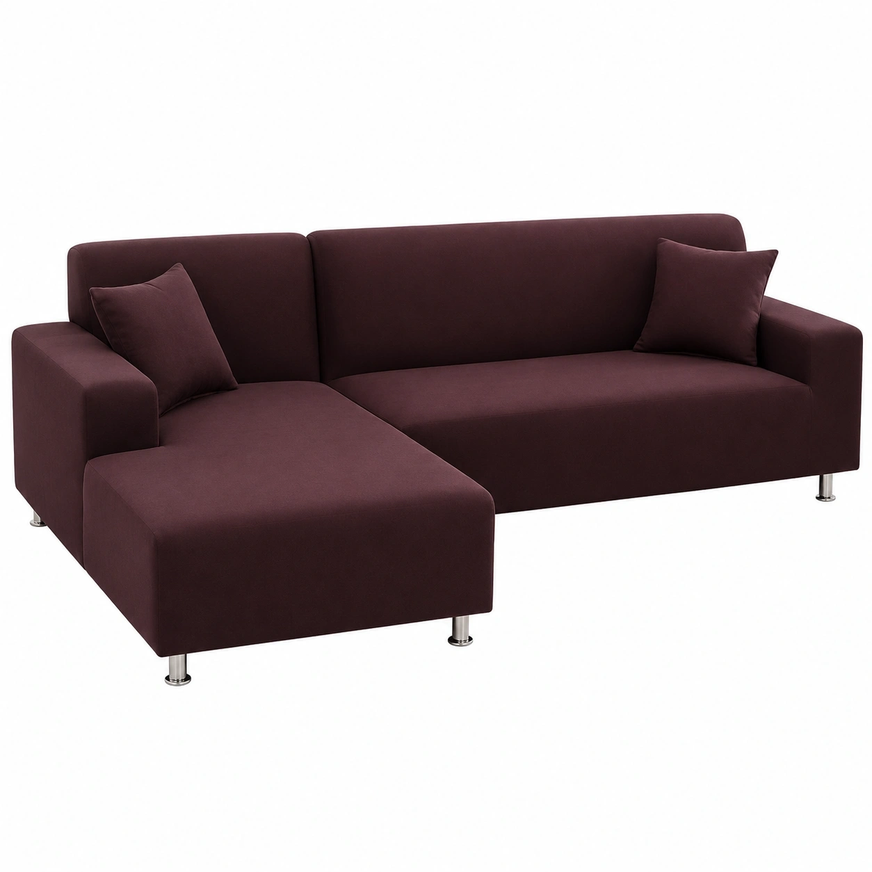 Stretch Sofabezug fur Ecksofa L-Form mit Kissenbezugen, Waschbar, Universell Kaffee-PrestigeFurnish