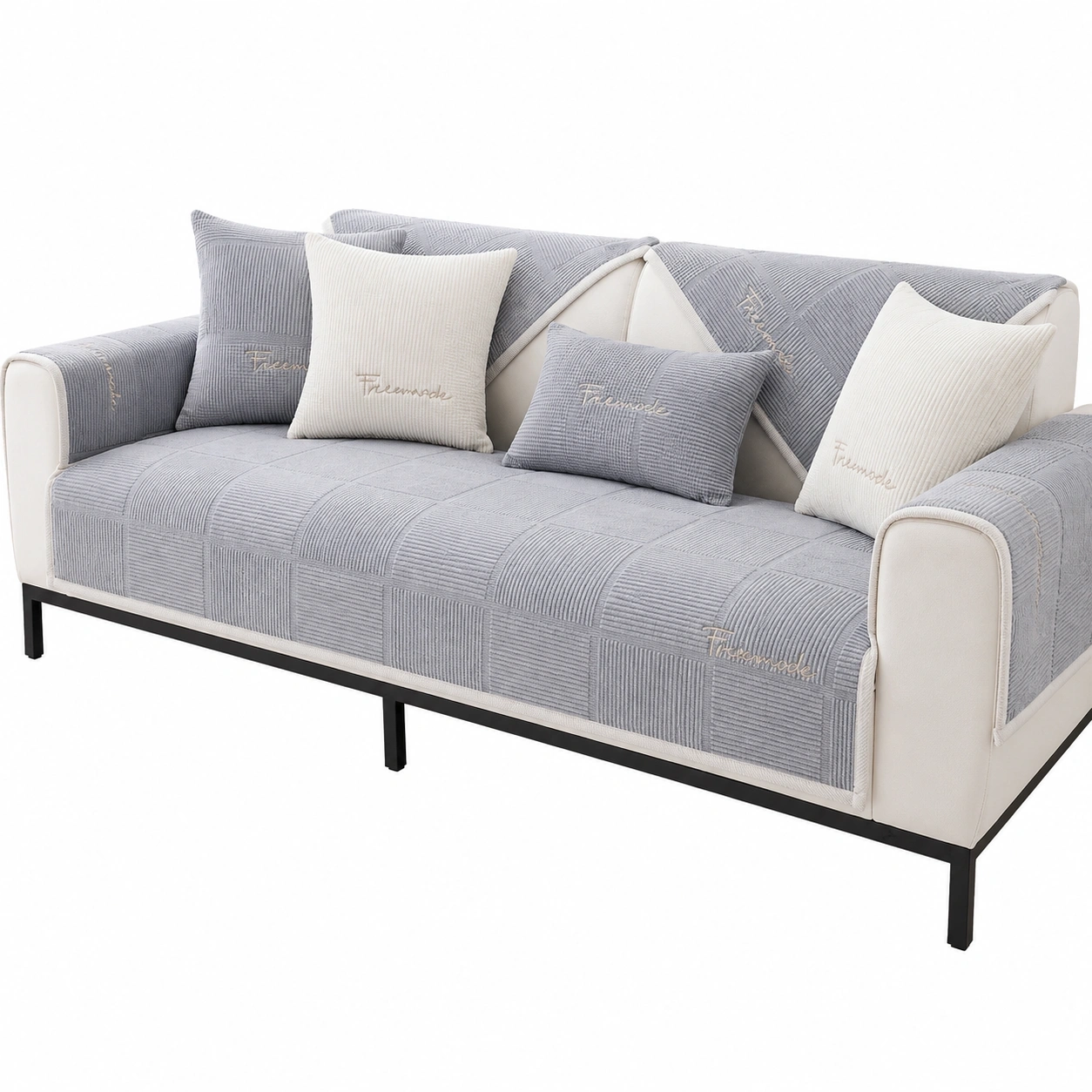 Hochwertiger rutschfester Sofabezug fur L-Form Ecksofa, Grau, 110x180cm-PrestigeFurnish