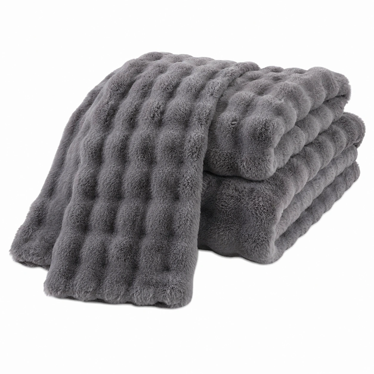 Rutschfester Sofabezug aus Kunstpelz – Waschbar, fur 1- bis 4-Sitzer Sofa, Schutzt und Verschonert (Duelgrau, 90x210cm)-PrestigeFurnish
