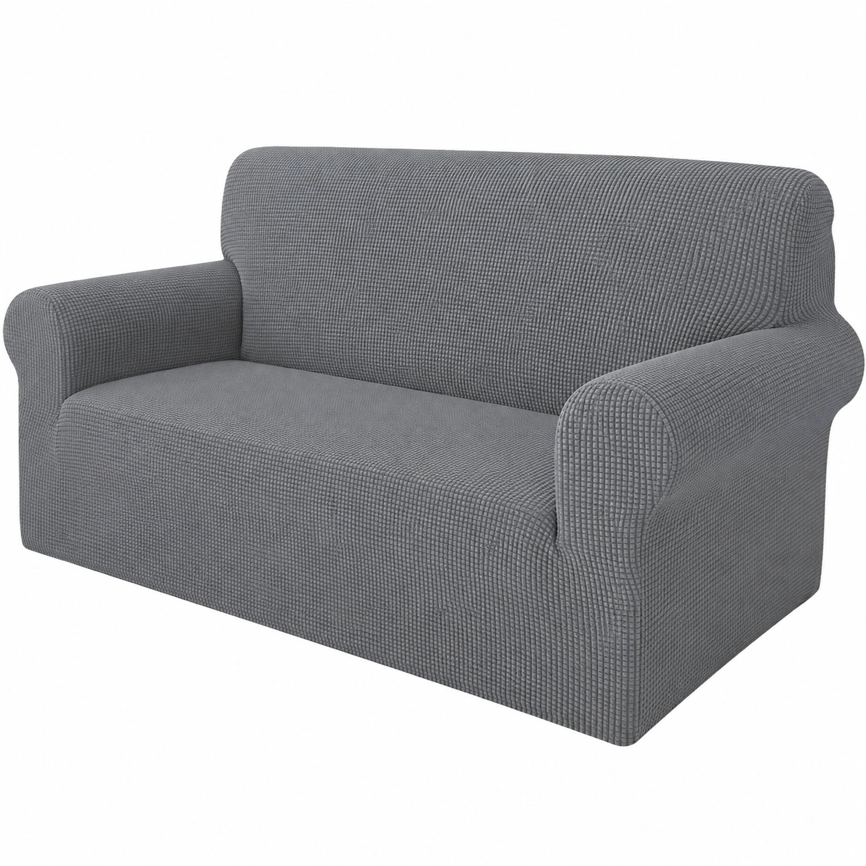 Elastische Sofauberzug fur 4-Sitzer, Jquard Spandex Mobelschutz, Haustierfreundlich, Hellgrau-PrestigeFurnish