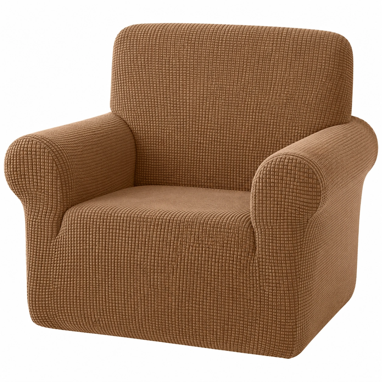 Sofahusse fur einen Sitzer, elastisch und rutschfest, ilusive Kissenbezug, Kratzschutz fur Haustiere, Farbe: Kaffee-PrestigeFurnish