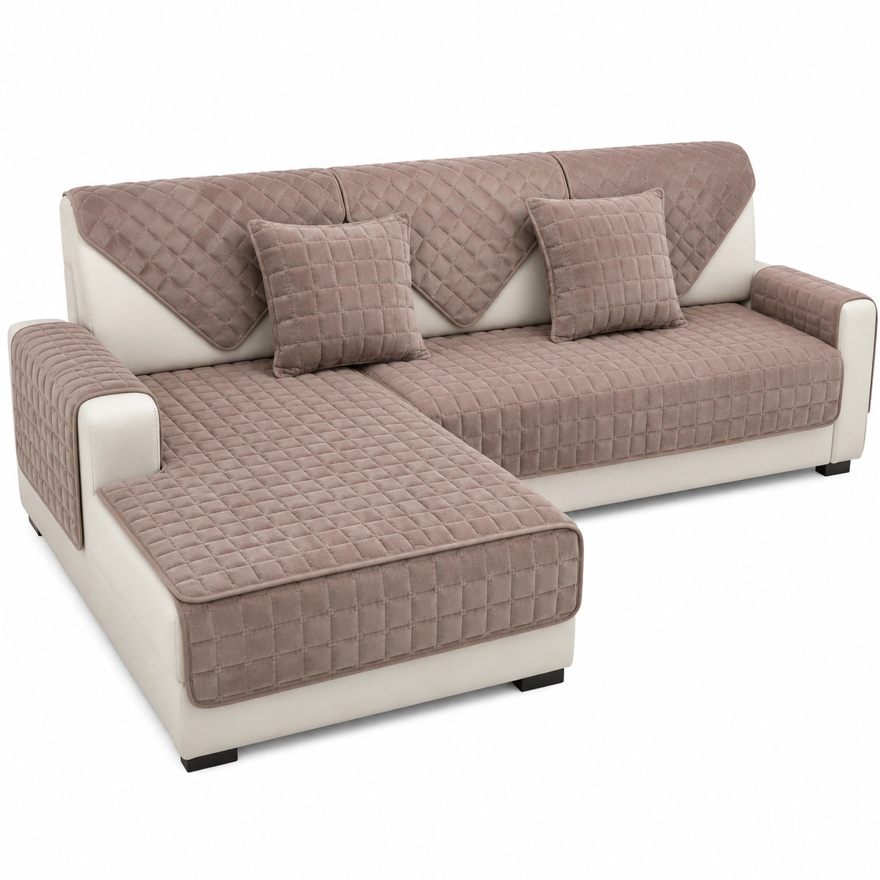 Flanell Sofabezug, Weicher Plusch Schonbezug, Rutschfest und Warmend, Mobelschutz fur Wohnzimmer, 110x210 cm, Kaffee-Mobelora