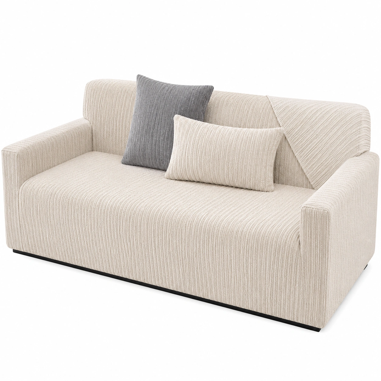 Chenille Sofadecke Rutschfest fur Ecksofa, Crweiss 70x120 cm-Mobelora