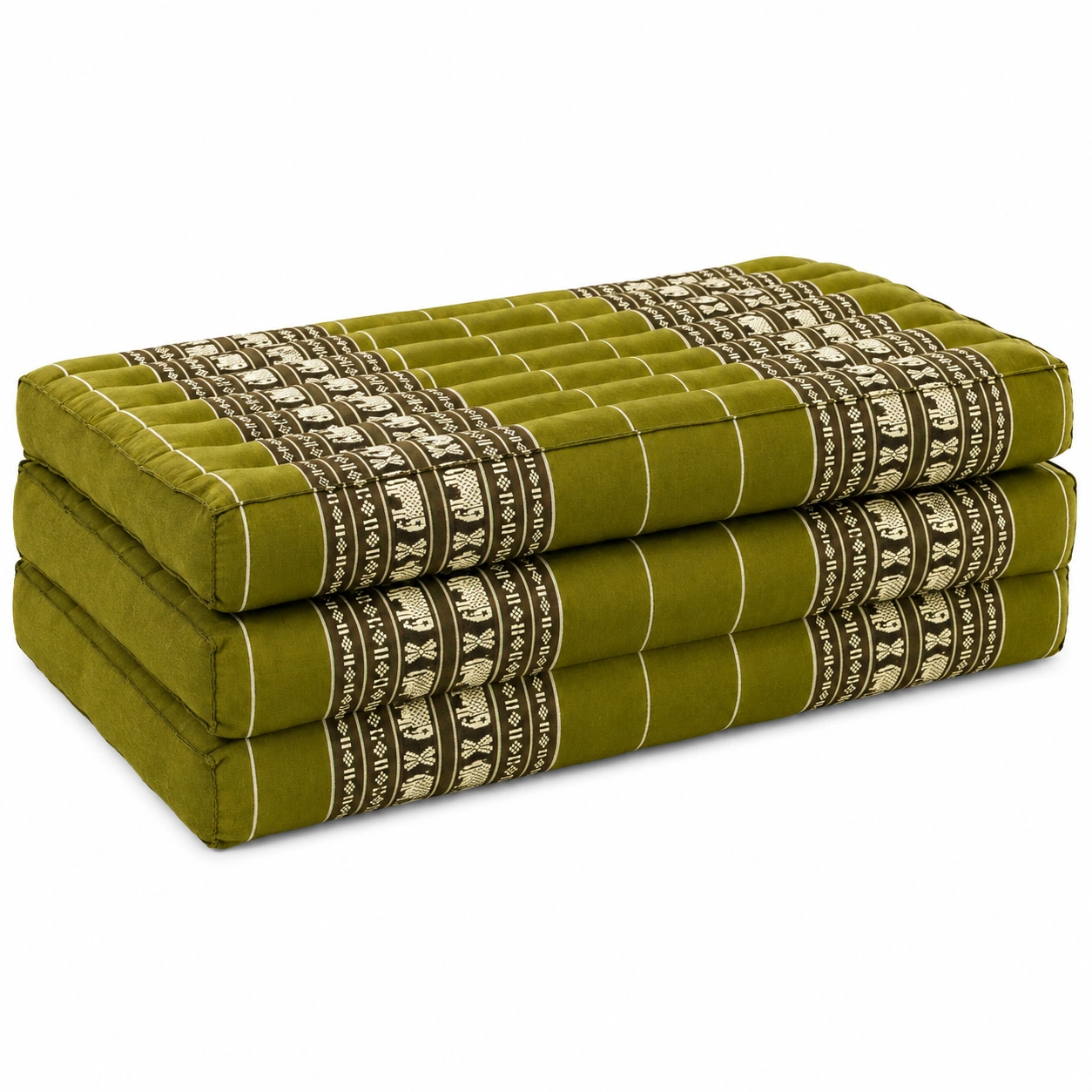 Kapok Klappmatratze 140x70x8 cm - Faltbare Oko-Matte fur Yoga, Camping und Garten, Grun mit Elefanten-Mobelora