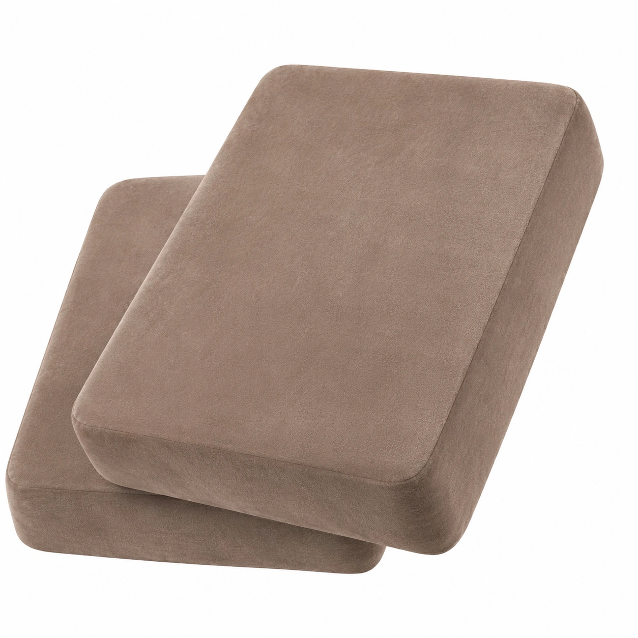 Elastische Samtsitzkissenbezuge fur Einzelsofa, Ersatzhulle mit Gummibandern, 2 Stuck in Taupe-Mobelora