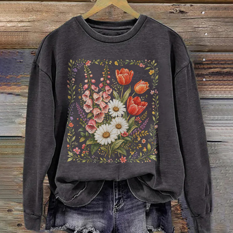 No Words Subtle Anti Trump Foxglove Daisy Tulip Flower Sweatshirt