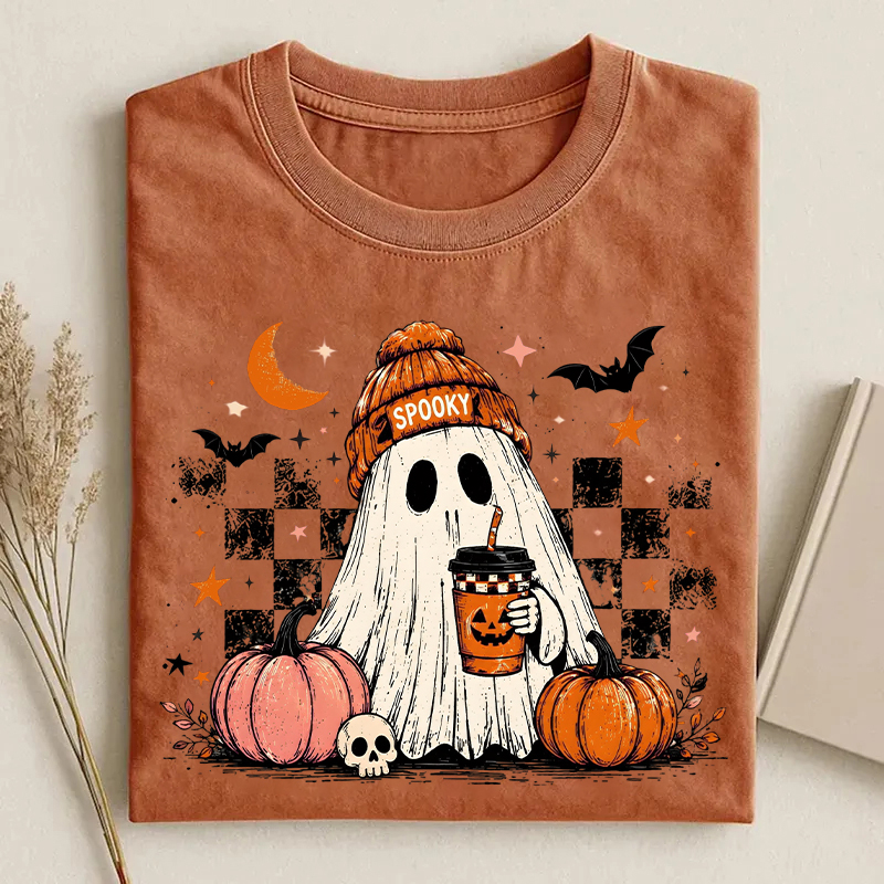Halloween Ghost Pumpkin Coffee T-shirt