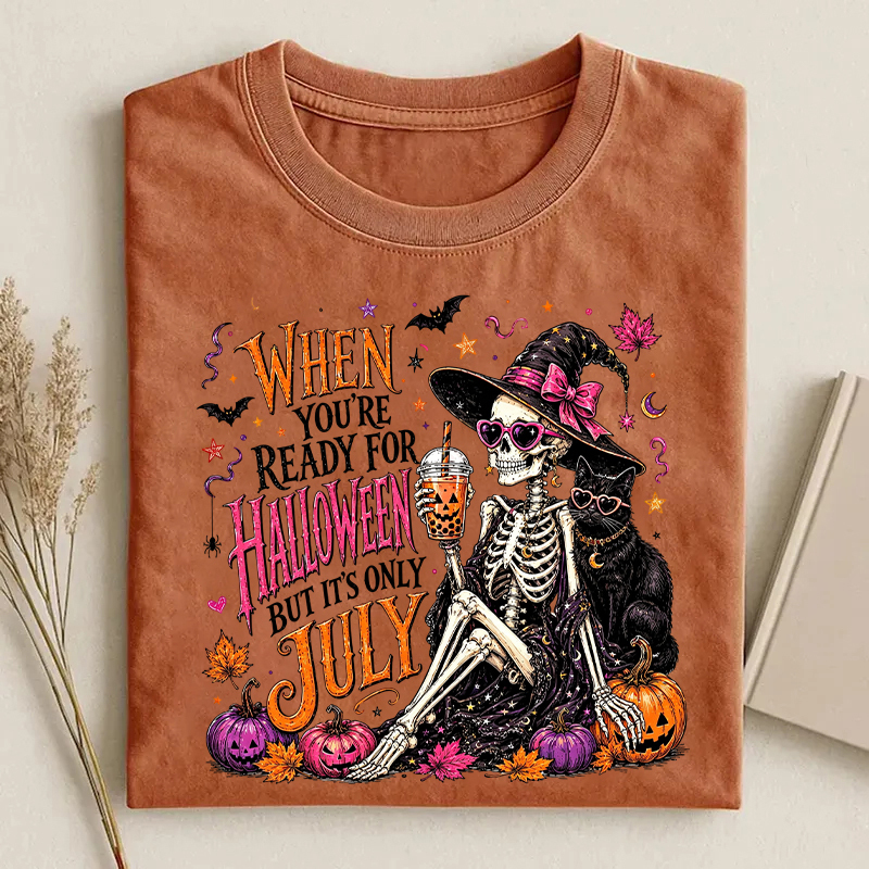 Halloween In July Skeleton Witch Spooky Summer T-shirt