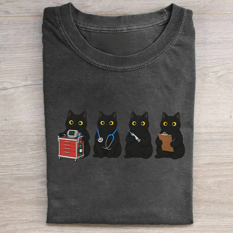 Funny Emergency Nurse Black Cats T-shirt