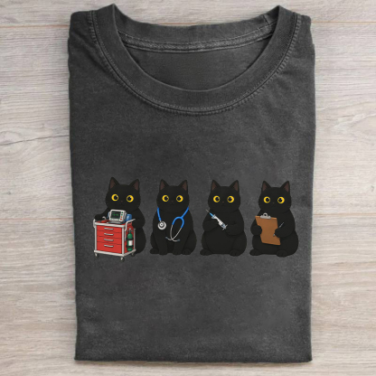 Funny Emergency Nurse Black Cats T-shirt