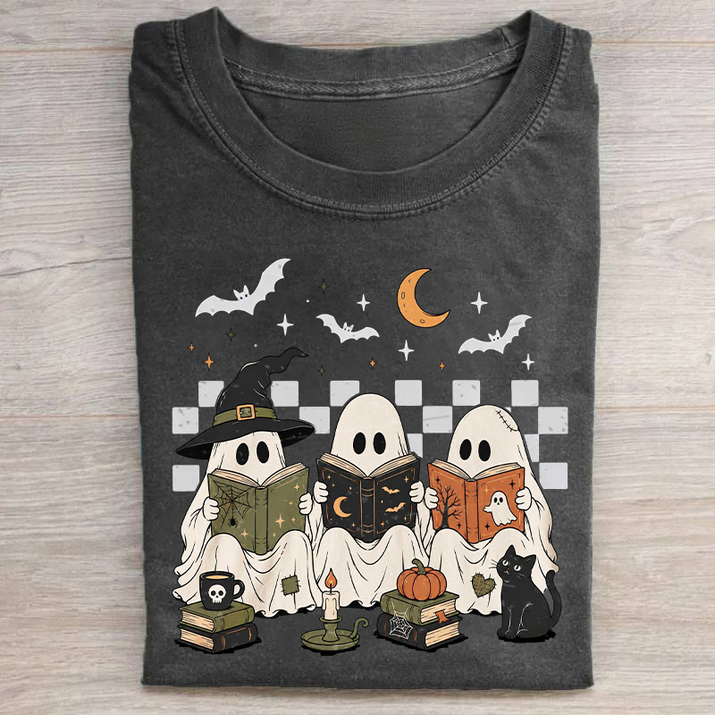 Halloween Spooky Ghost Reading Books T-shirt
