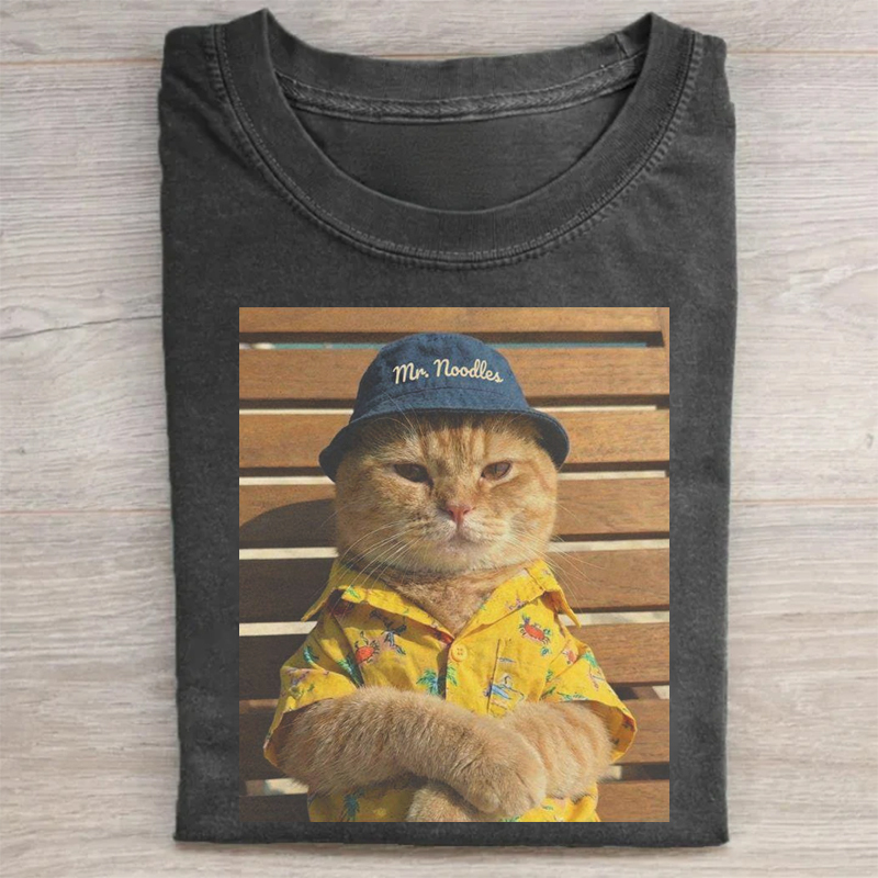Mr. Noodle Cat In Bucket Hat T-shirt