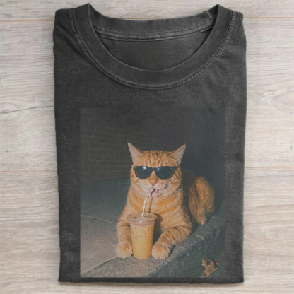 Funny  Cat  Iced Coffee T-shirt
