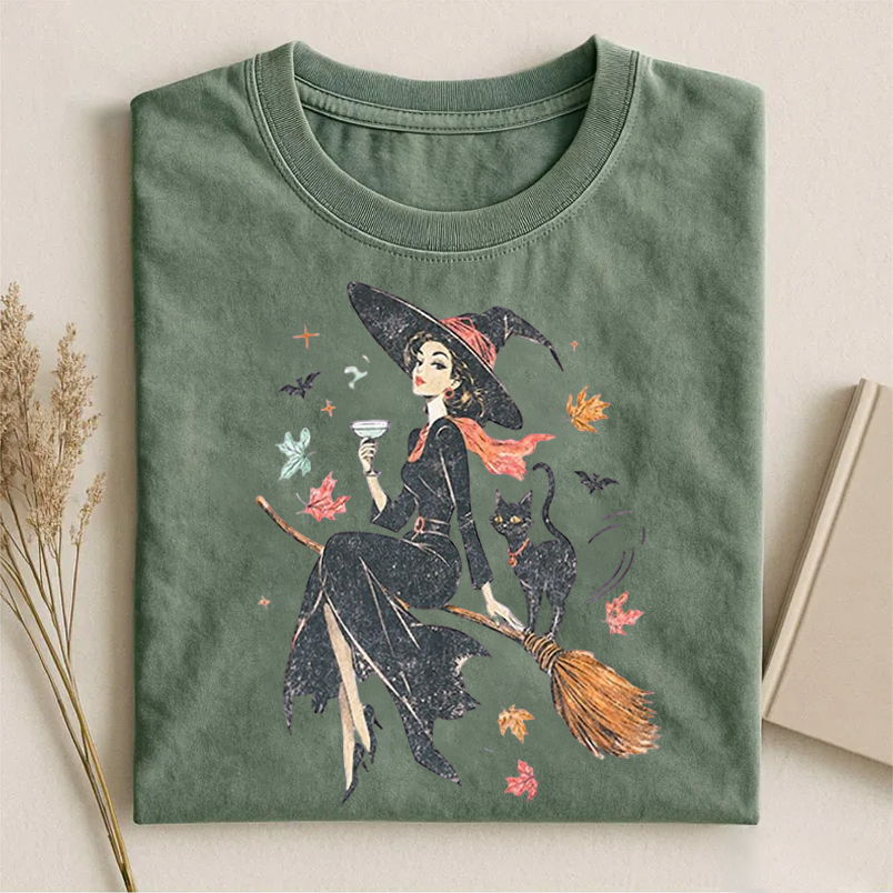 Vintage Witch & Cat T-shirt