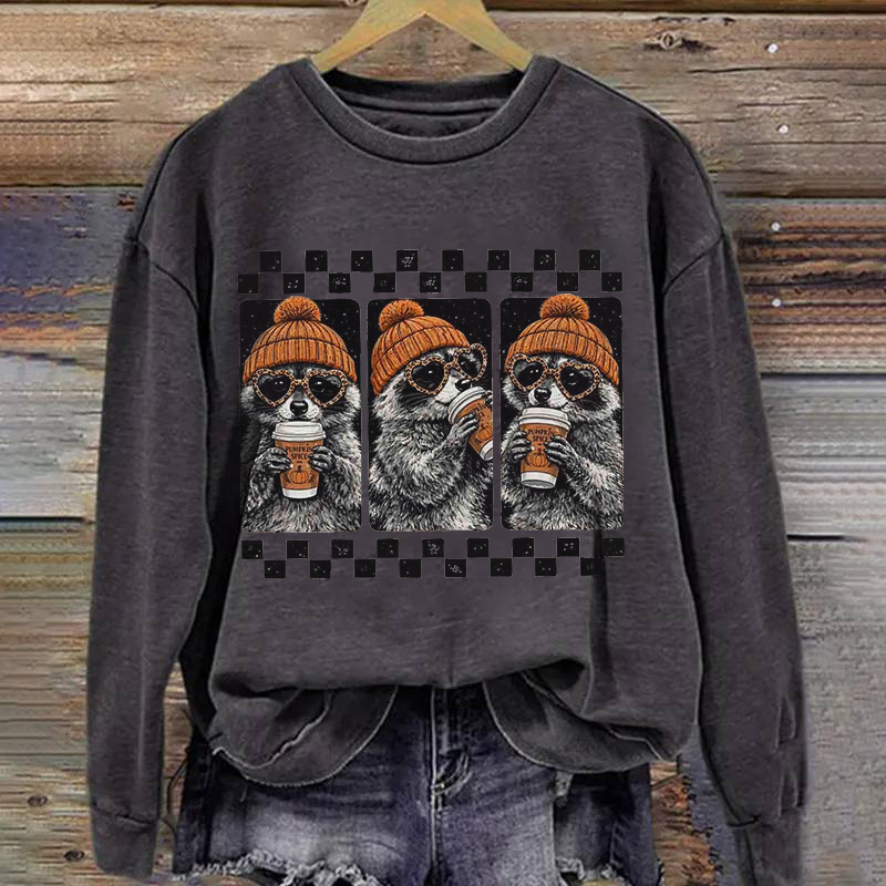 Fall Raccoon Pumpkin Spice Sweatshirt