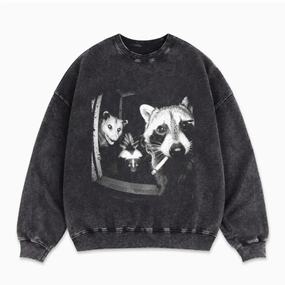 Funny Raccoon Opossum Skunk Night Crew Sweatshirt