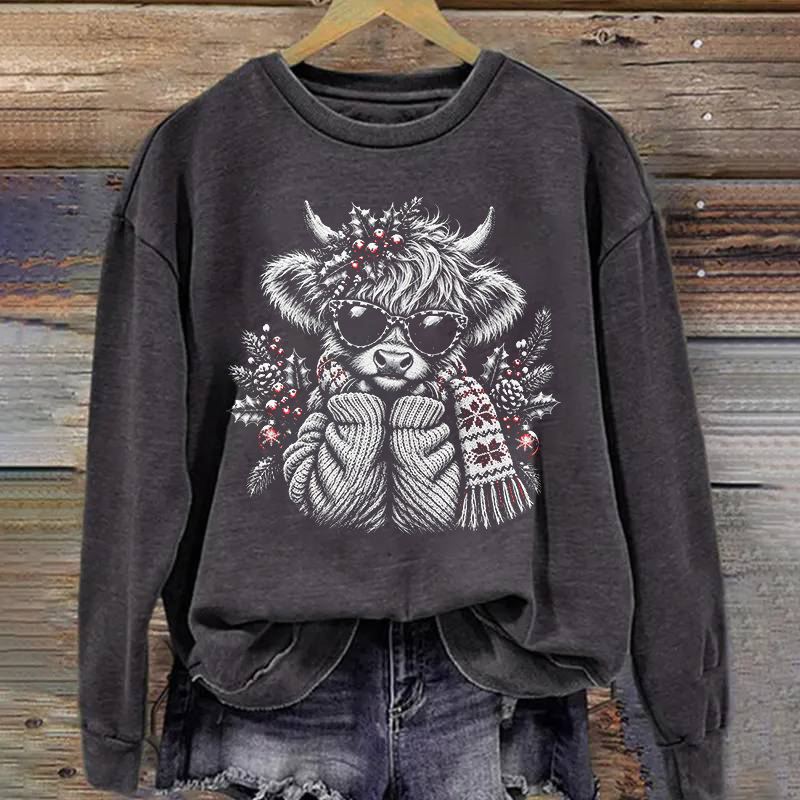 Cute Christmas Highland Cow Sweatshirt